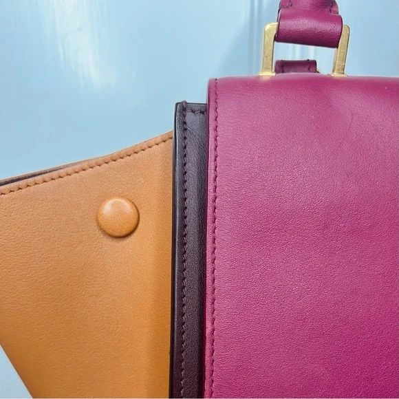🧡 Celine Spring Luxury Trapeze Tricolor Leather Handbag - Picture 3 of 16